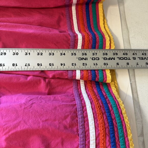 Womens Hot Pink MuMu Housedress Cotton Medium Striped Embroidered Pockets Midi - Picture 4 of 9